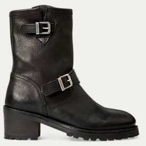 POLO RALPH LAUREN PAYGE leather biker moto ankle boots black